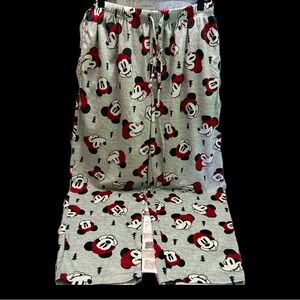 Disney Men’s Mickey Mouse Gray and Red Pajama Bottoms L